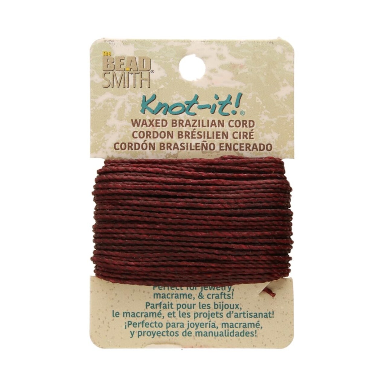 The Beadsmith Waxed Brazilian Cord, 0.7 mm Diameter, Light Wax, 15 Yards (13.7 m)